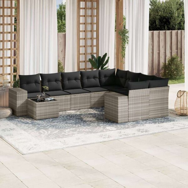 VidaXL Polyrattan Kerti Ülőgarnitúra - 10 részes, Világosszürke
