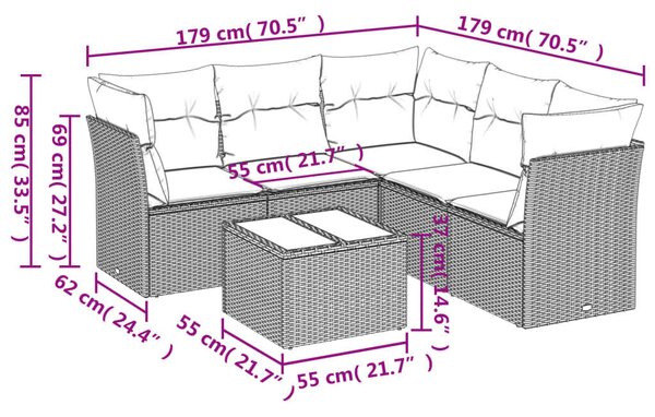 VidaXL Polyrattan Kerti Ülőgarnitúra - 6 részes