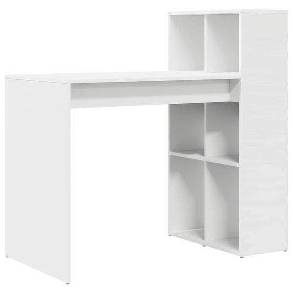 VidaXL Asztal polcokkal tárolóval Fehér 108 x 55 x 103,5 cm Faanyag