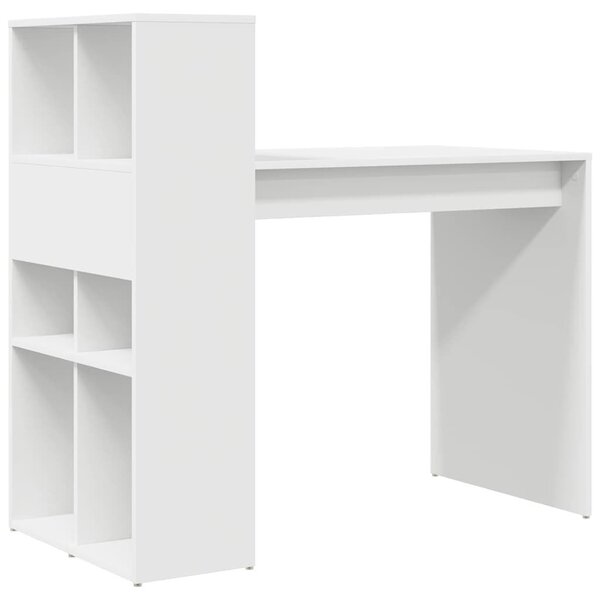 VidaXL Asztal polcokkal tárolóval Fehér 108 x 55 x 103,5 cm Faanyag