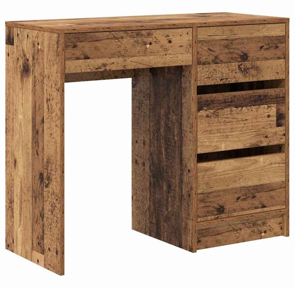 VidaXL Asztal fiókkal polcokkal Régi fa 90 x 37,5 x 75 cm Faanyag