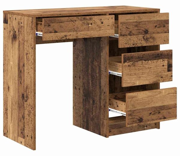 VidaXL Asztal fiókkal polcokkal Régi fa 90 x 37,5 x 75 cm Faanyag