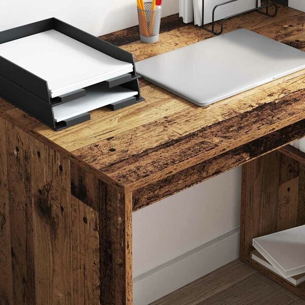 VidaXL Asztal polcokkal tárolóval Régi fa 108 x 55 x 103,5 cm Faanyag