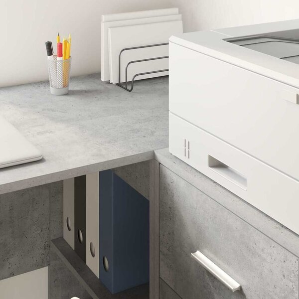 VidaXL Íróasztal polcokkal Beton szürke 102 x 50 x 75 cm Faanyag
