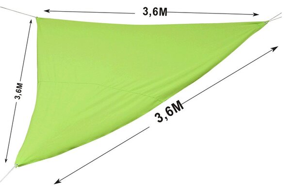 Patio Napvitorla 3,6x3,6x3,6m, UV50+PA, lime