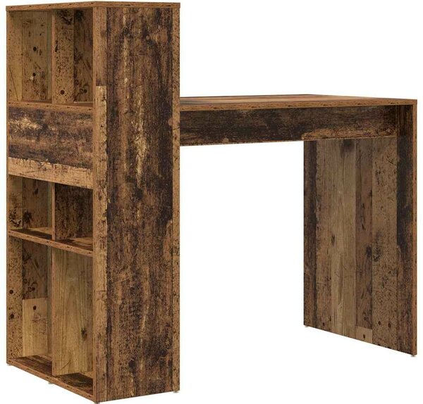 VidaXL Asztal polcokkal tárolóval Régi fa 108 x 55 x 103,5 cm Faanyag