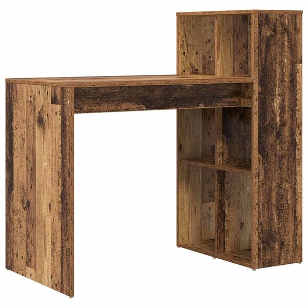 VidaXL Asztal polcokkal tárolóval Régi fa 108 x 55 x 103,5 cm Faanyag