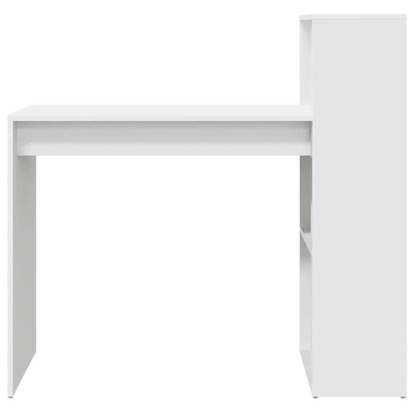 VidaXL Asztal polcokkal tárolóval Fehér 108 x 55 x 103,5 cm Faanyag