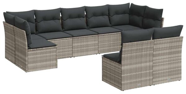 VidaXL Polyrattan Kerti Ülőgarnitúra - 9 részes - Világosszürke
