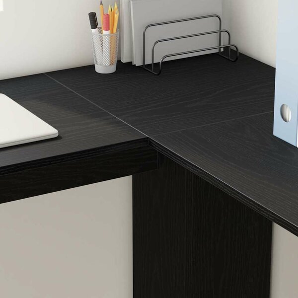 VidaXL Sarokasztal Tárolással Musta tammi 140 x 113.5 x 75 cm Faanyag