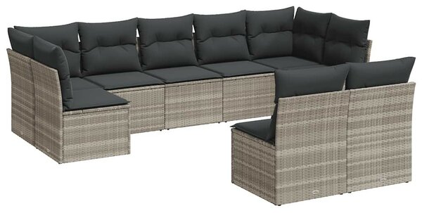 VidaXL Polyrattan Kerti Ülőgarnitúra - 9 részes - Világosszürke