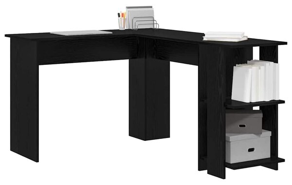 VidaXL Sarokasztal Tárolással Musta tammi 140 x 113.5 x 75 cm Faanyag