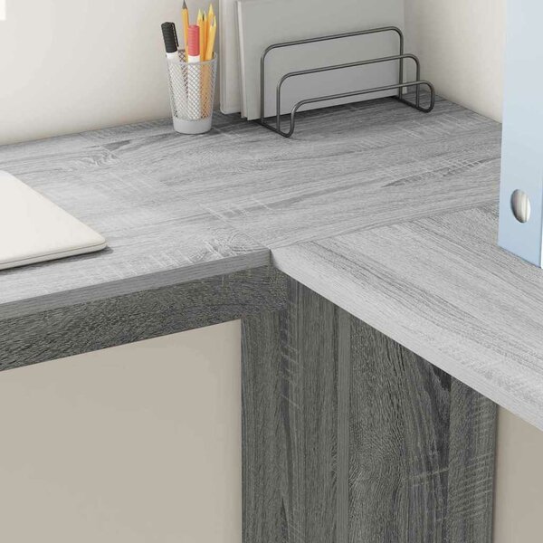 VidaXL Sarokíróasztal Szürke Sonoma 140 x 113,5 x 75 cm Faanyag