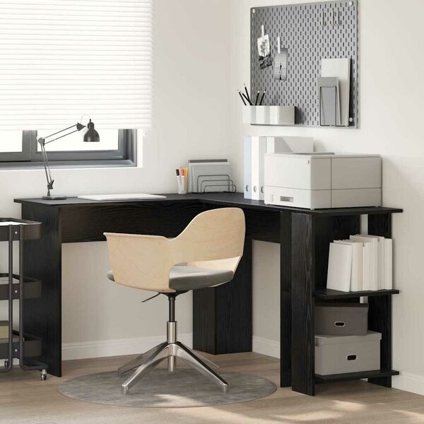 VidaXL Sarokasztal Tárolással Musta tammi 140 x 113.5 x 75 cm Faanyag