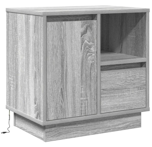 VidaXL Éjjeli szekrény LED világítással 2 db Szürke Sonoma 50x34,5x50 cm