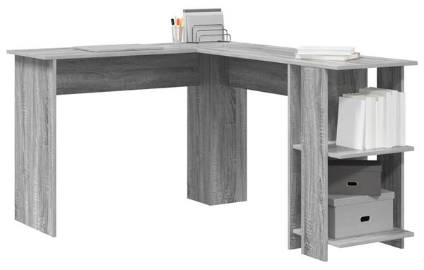 VidaXL Sarokíróasztal Szürke Sonoma 140 x 113,5 x 75 cm Faanyag