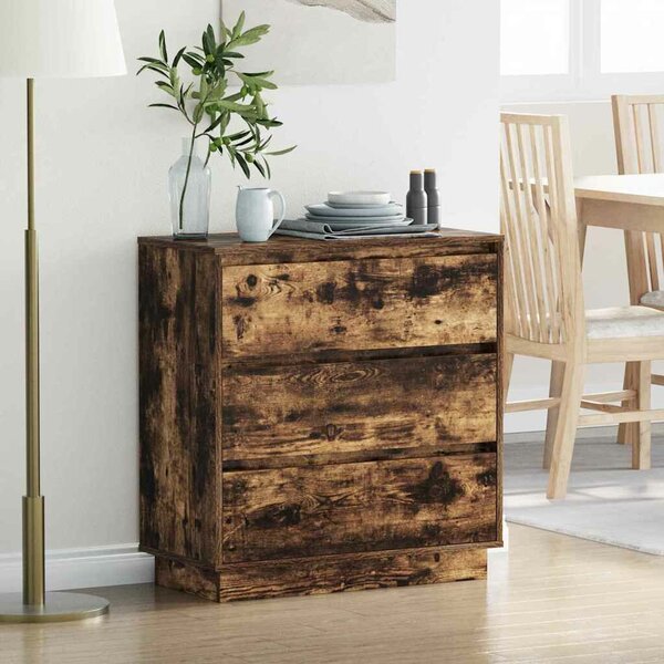 VidaXL Éjjeliszekrény fiókkal Füstölt tölgy 71 x 34.5 x 75 cm Faanyag