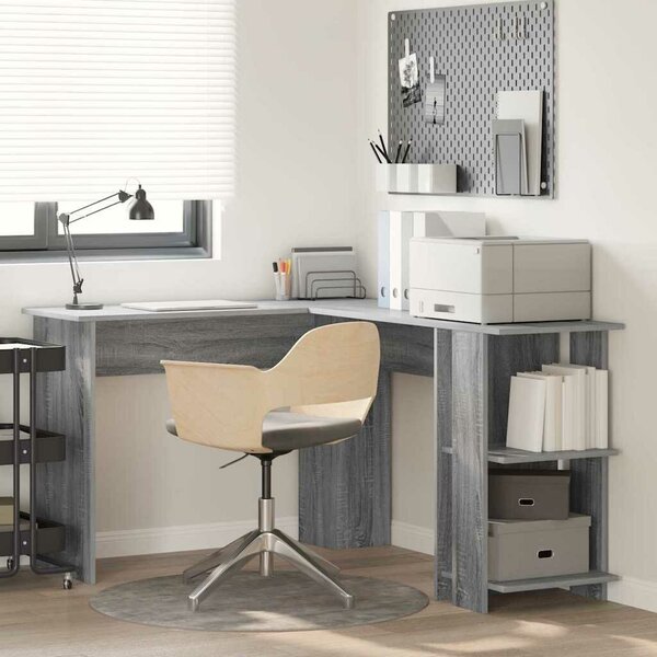 VidaXL Sarokíróasztal Szürke Sonoma 140 x 113,5 x 75 cm Faanyag
