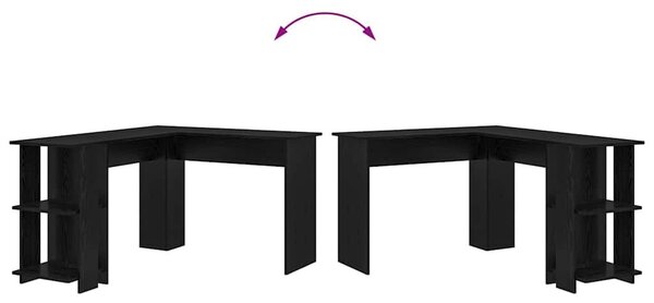 VidaXL Sarokasztal Tárolással Musta tammi 140 x 113.5 x 75 cm Faanyag