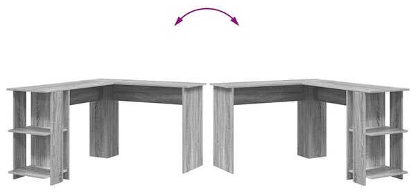 VidaXL Sarokíróasztal Szürke Sonoma 140 x 113,5 x 75 cm Faanyag