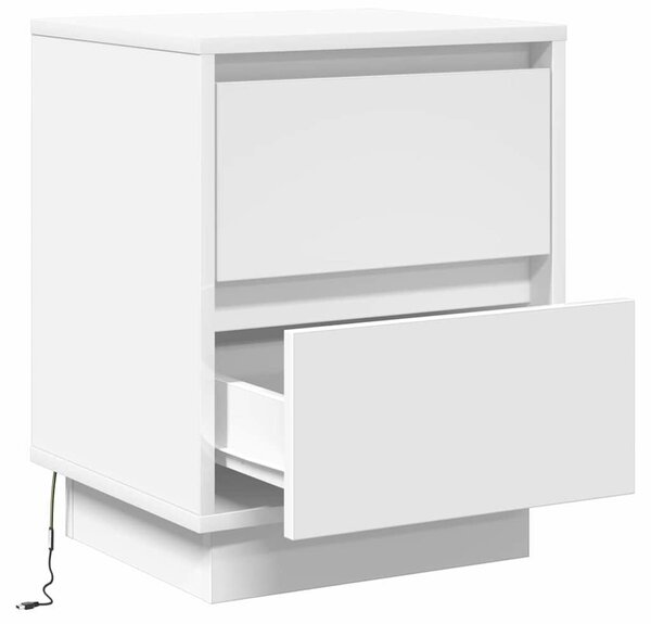 VidaXL Éjjeliszekrény fiókkal 2 pcs Fehér 39 x 34,5 x 50 cm Faanyag