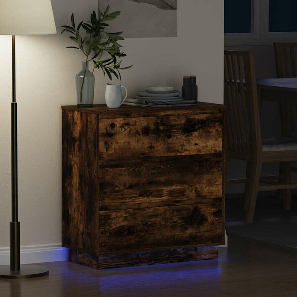 VidaXL Éjjeliszekrény fiókkal Füstölt tölgy 71 x 34.5 x 75 cm Faanyag