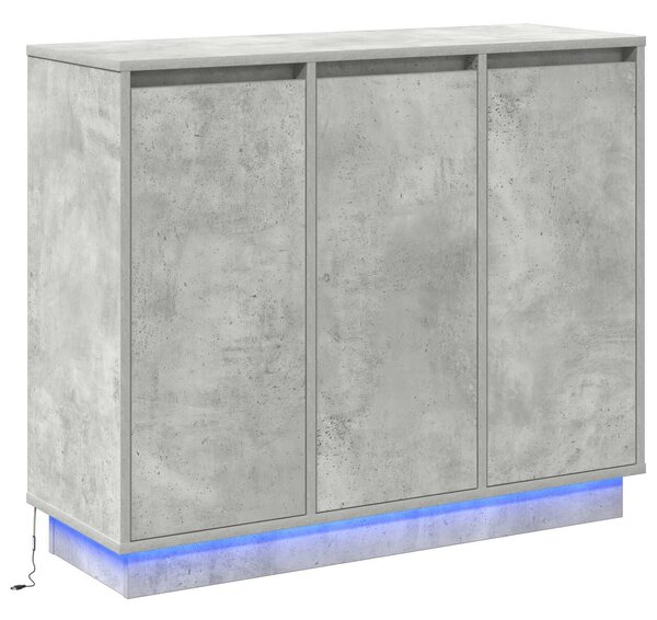 VidaXL LED tálaló Beton Szürke 90 x 32 x 75 cm Szerelt Fa