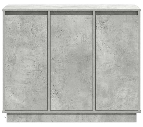 VidaXL LED tálaló Beton Szürke 90 x 32 x 75 cm Szerelt Fa