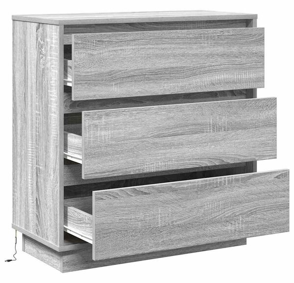 VidaXL Éjjeliszekrény fiókkal Szürke 71 x 34.5 x 75 cm Faanyag