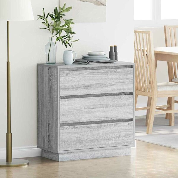 VidaXL Éjjeliszekrény fiókkal Szürke 71 x 34.5 x 75 cm Faanyag