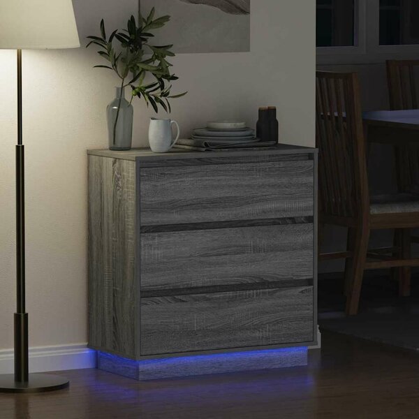 VidaXL Éjjeliszekrény fiókkal Szürke 71 x 34.5 x 75 cm Faanyag