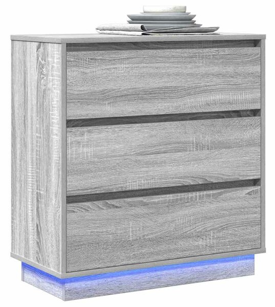 VidaXL Éjjeliszekrény fiókkal Szürke 71 x 34.5 x 75 cm Faanyag
