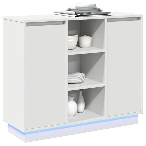 VidaXL LED tálaló Fehér 90 x 32 x 75 cm Szerelt Fa