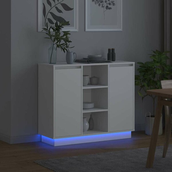 VidaXL LED tálaló Fehér 90 x 32 x 75 cm Szerelt Fa