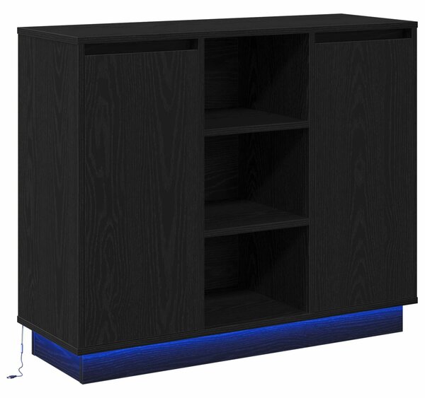VidaXL LED tálaló Fekete tölgy 90 x 32 x 75 cm Szerelt Fa