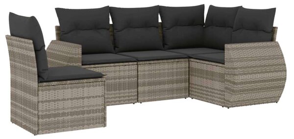 VidaXL Polyrattan Kerti Ülőgarnitúra - 5 részes, Világosszürke