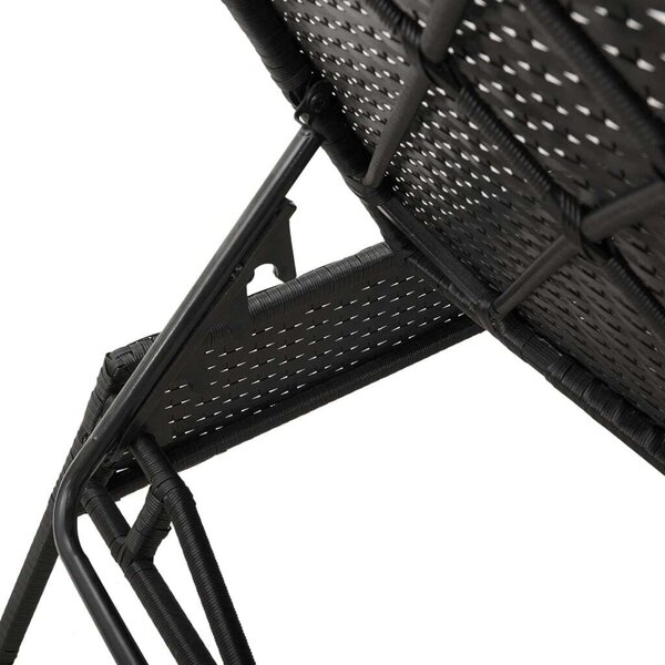 VidaXL Napozóágy - 2 db - Fekete Polyrattan - Párnával