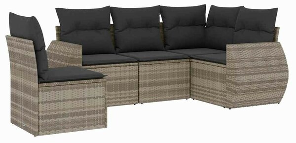 VidaXL Polyrattan Kerti Ülőgarnitúra - 5 részes, Világosszürke