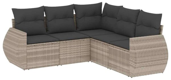 VidaXL Polyrattan Kerti Ülőgarnitúra - 5 részes - Világosszürke