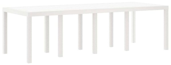 VidaXL Kerti Asztal Fehér 250 x 100 x 73 cm polirattan