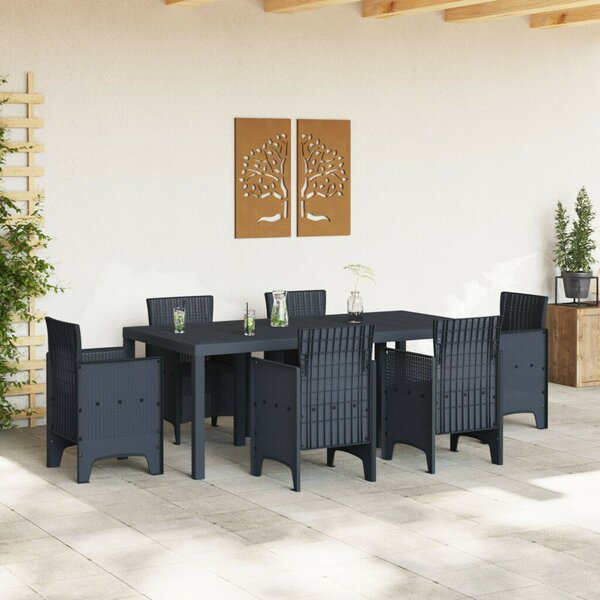 VidaXL Kerti Asztal Antracit 200 x 100 x 73 cm polirattan