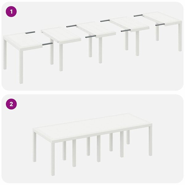 VidaXL Kerti Asztal Fehér 250 x 100 x 73 cm polirattan