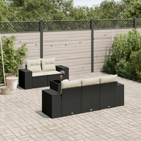VidaXL Polyrattan Kerti Ülőgarnitúra - 6 részes - Fekete