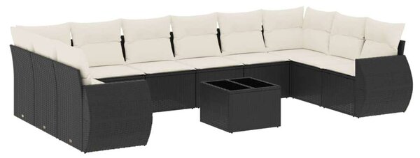 Polyrattan Kerti Ülőgarnitúra - 11 részes - Fekete