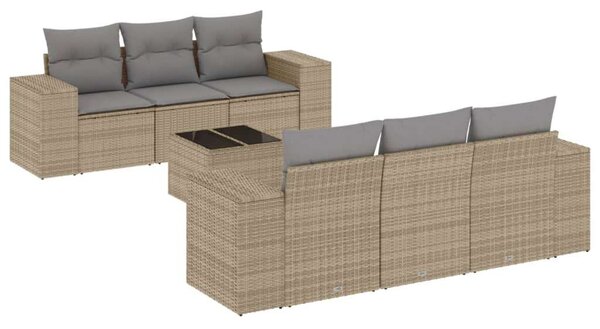 VidaXL Polyrattan Kerti Ülőgarnitúra - 7 részes - Bézs