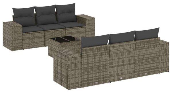 VidaXL Polyrattan Kerti Ülőgarnitúra - 7 részes - Szürke