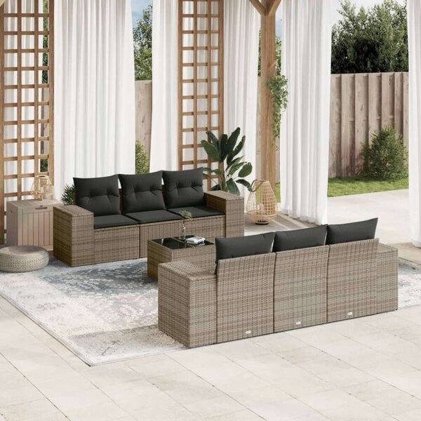 VidaXL Polyrattan Kerti Ülőgarnitúra - 7 részes - Szürke