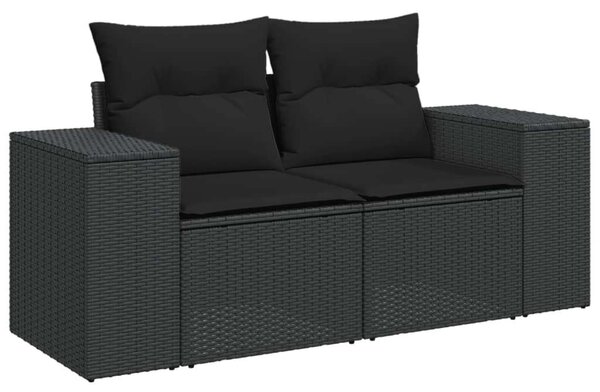 VidaXL 9 részes fekete polyrattan kerti ülőgarnitúra párnákkal