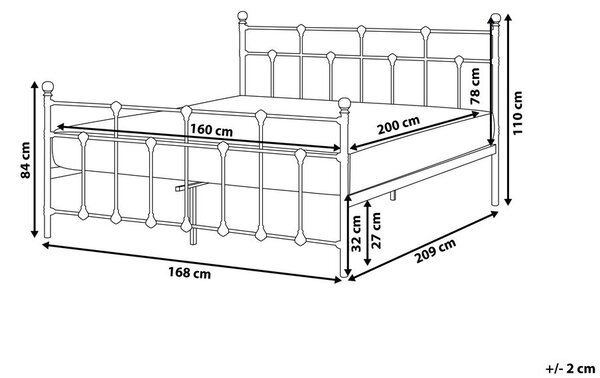 Ágy Fém LYNX 160 x 200 cm Fekete