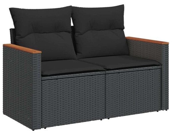Polyrattan Kerti Ülőgarnitúra - 7 részes - Fekete